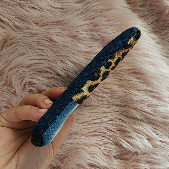 Candie Cooper fabric denim & sequin patchwork zipper pouch clutch purse - Picture 5 of 10